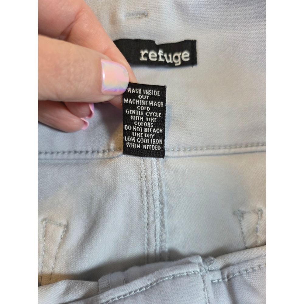 Refuge Women 14 Light Blue Skinny High Rise 3-Button Stretch Pants Cotton Blend - Picture 9 of 10